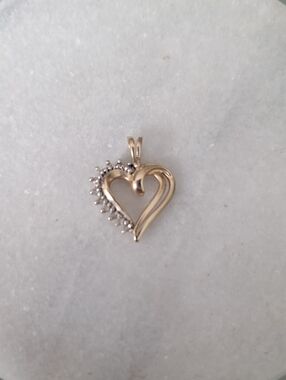 Gold Heart Pendant with Accent Stones - Women Jewelry